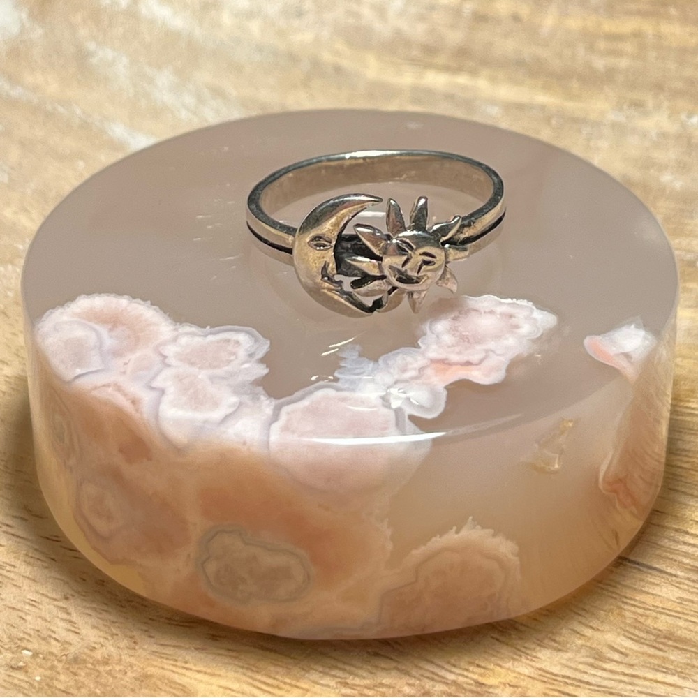 Moon & Star Face 925 Sterling Silver Ring